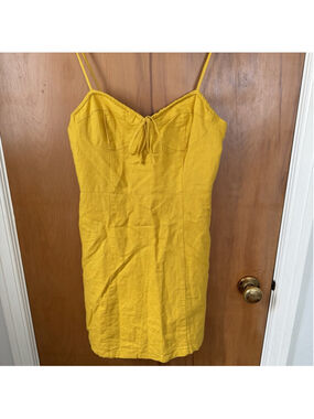 Summer Mini Dress Linen Cotton Womens S Sunshine Yellow Sundress Lined Spring
